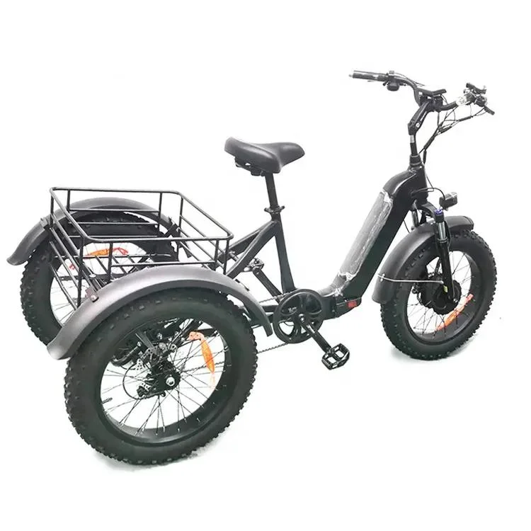 Yisenbikes Us EU Cheap 20*4 Big Tyre Electric Tricycle Folding Electric Bike on Sale 3 Wheel Beach Cruiser